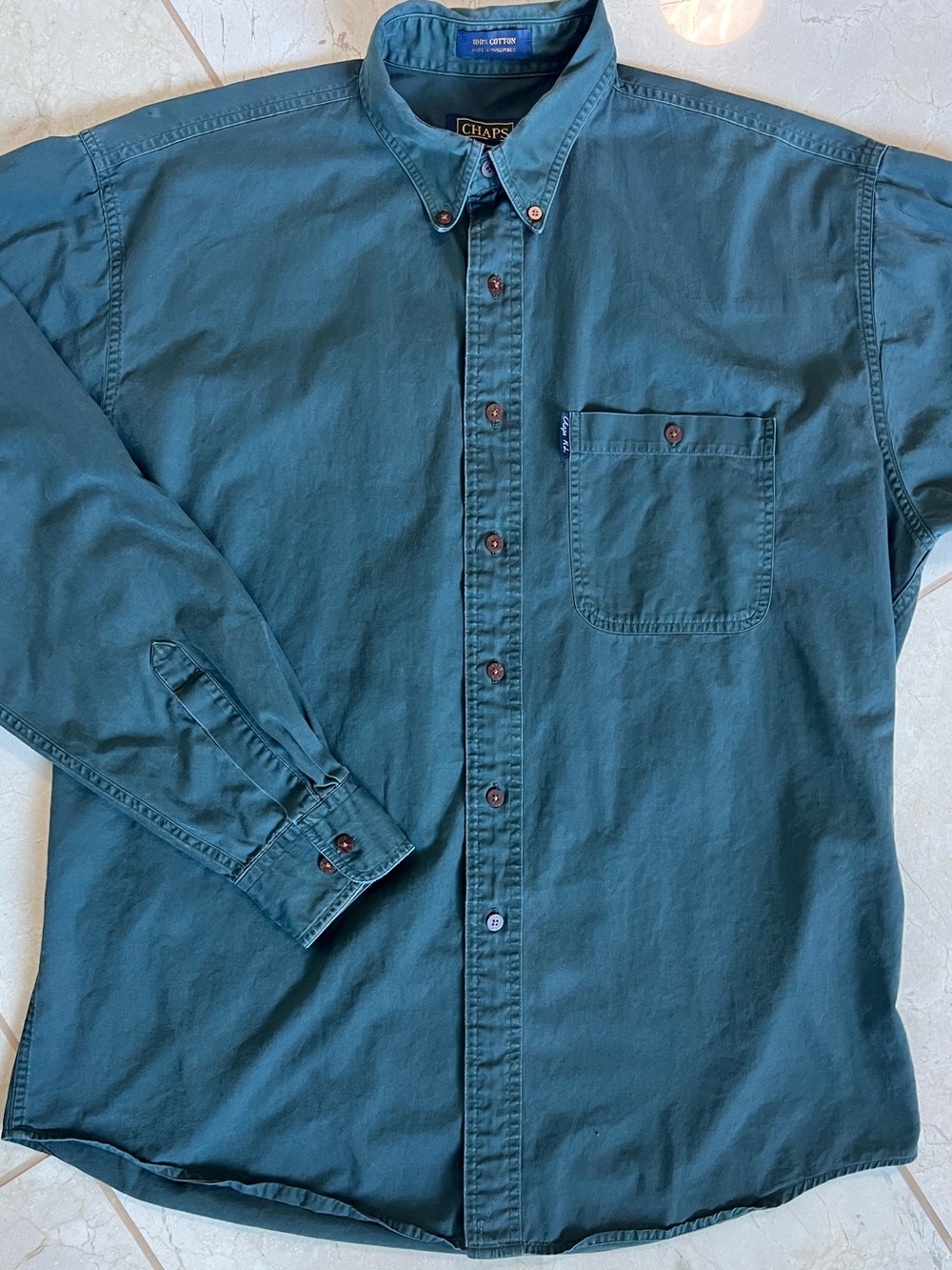 Vintage Chaps Ralph Lauren Hunter Green Button Down Shirt Men's 16 32/33 Large L
